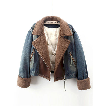 Veste jean en laine d'agneau