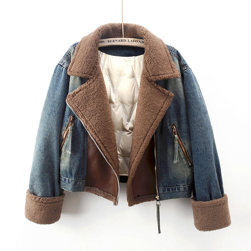 Veste jean en laine d'agneau