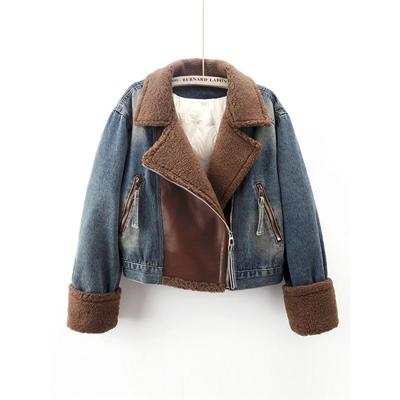 Veste jean en laine d'agneau